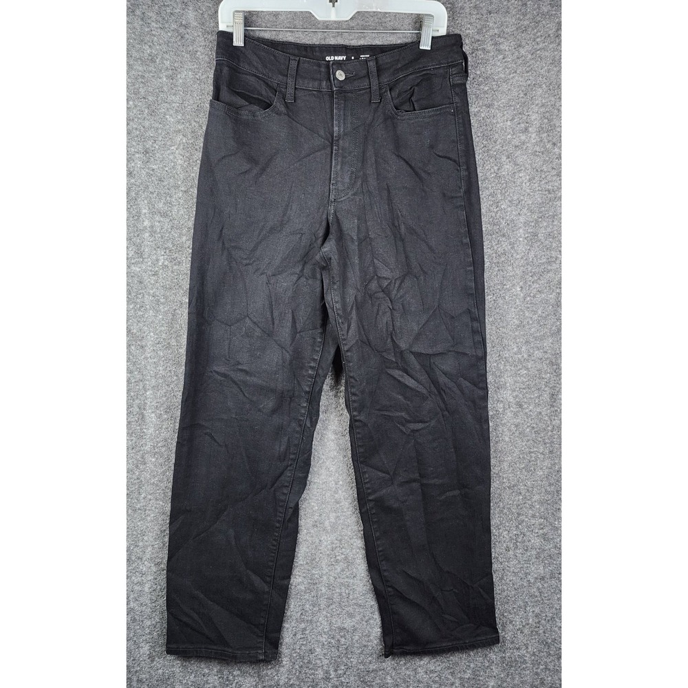 Old Navy Loose High-Rise Jeans Men Size 8 Black Denim Straight Leg Pants
